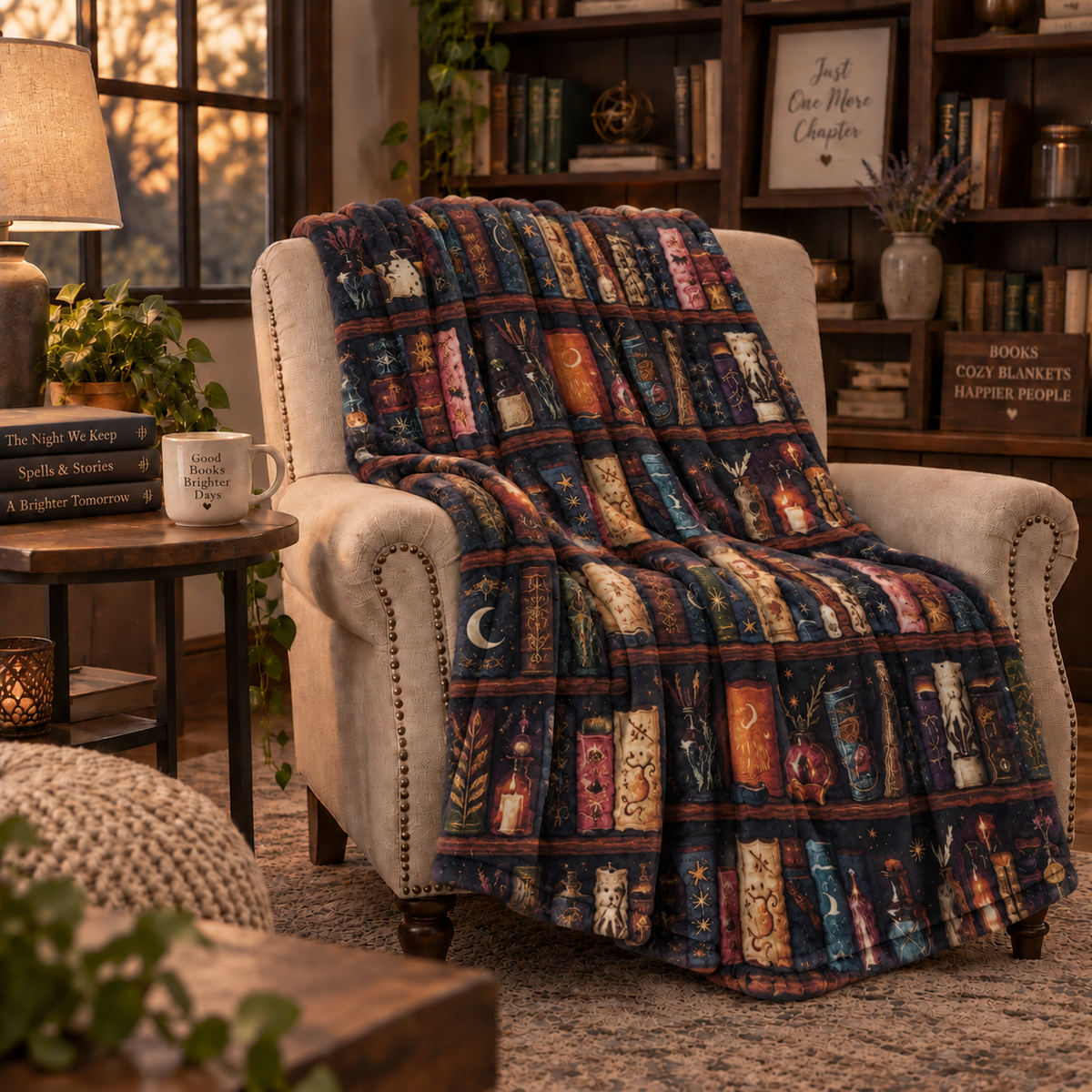 The Enchanted Bookshelf - 8 Layer Muslin Blanket