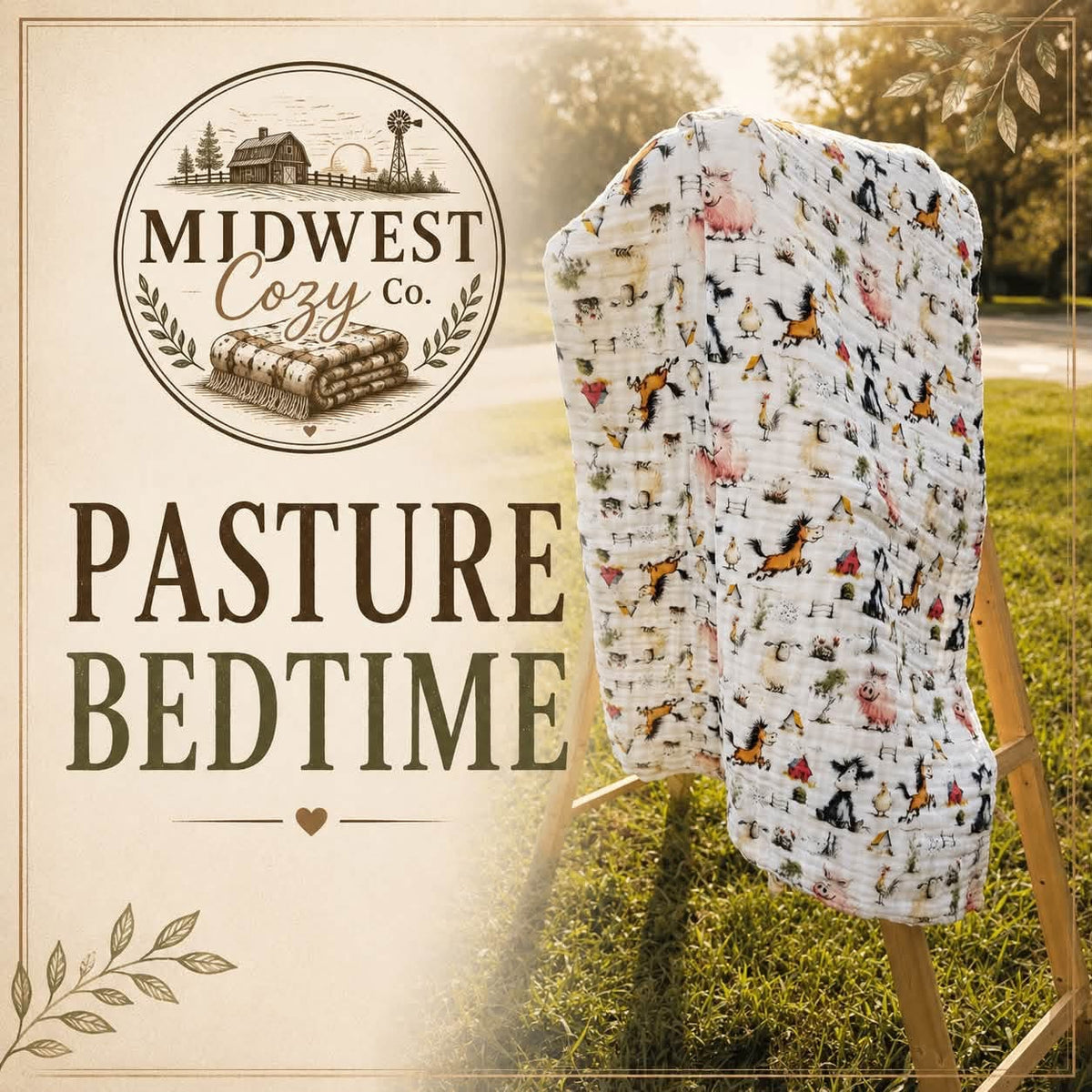 Pasture Bedtime - 8 Layer Muslin Blanket