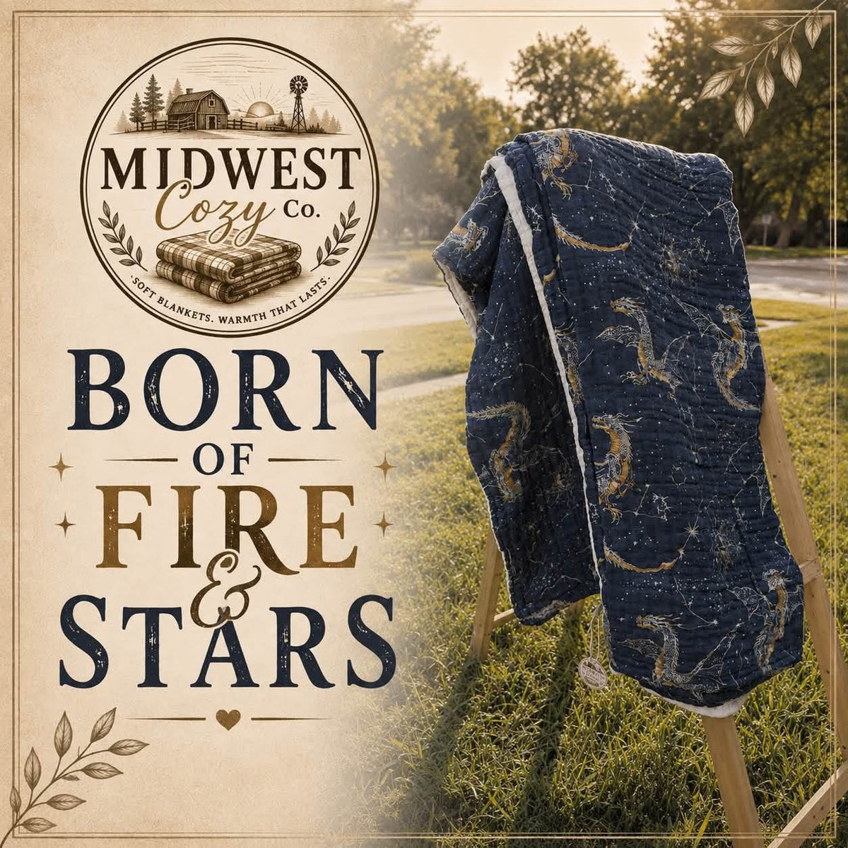 Born of Fire & Stars - 8 Layer Muslin Blanket