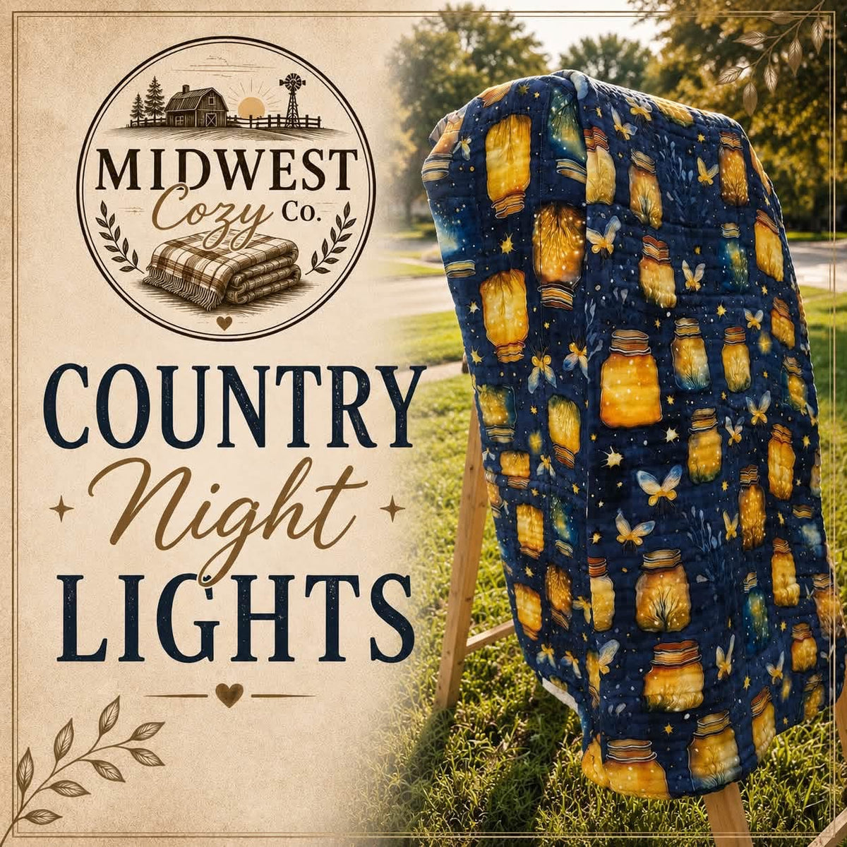 Country Night Lights - 8 Layer Muslin Blanket